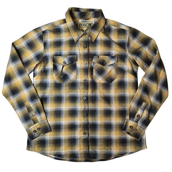 Dixxon Flannel Co Tops - Dixxon NEW Womens Size M "F*ck Cancer" Yellow/Black Shadow Plaid Flannel Shirt